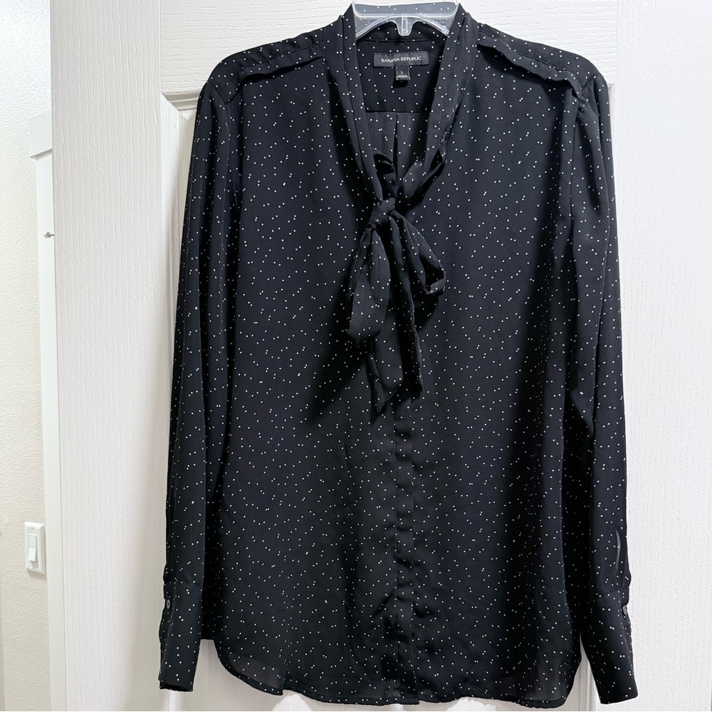 Banana Republic Black and White Dotted Blouse